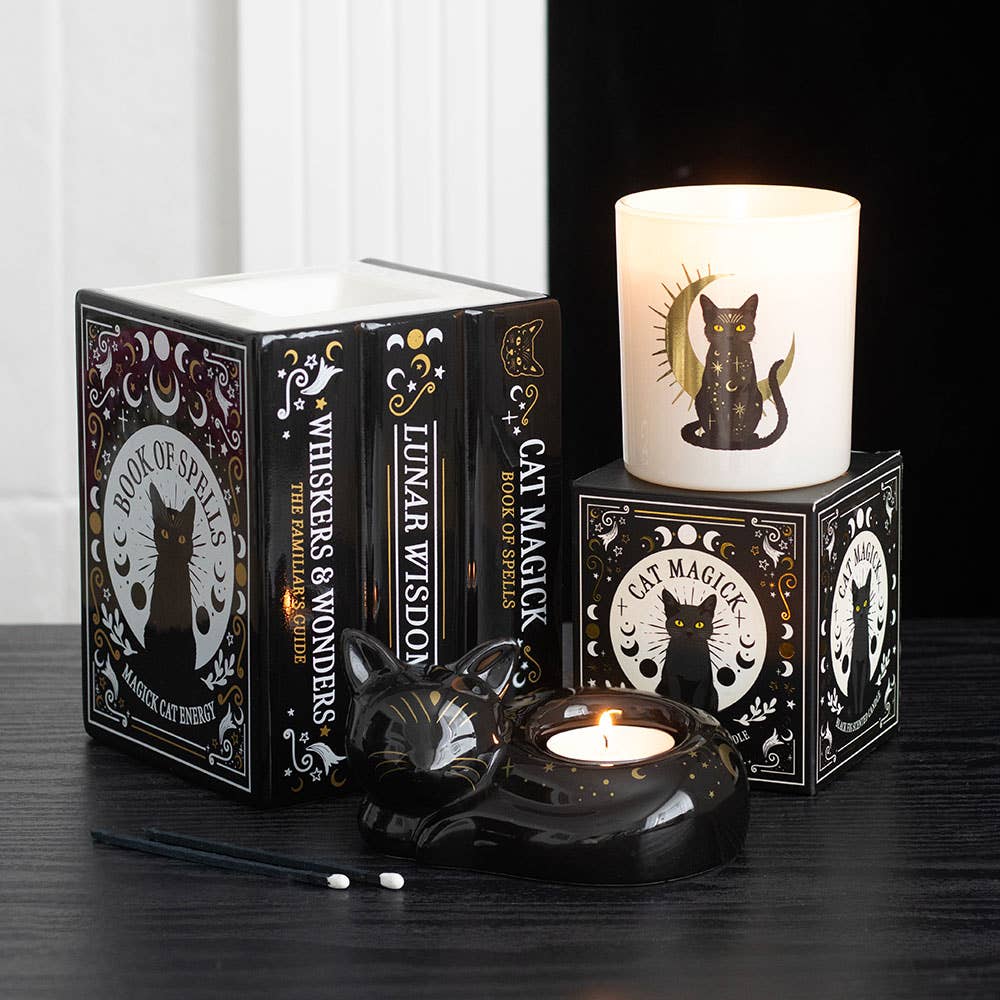 Porte bougie chauffe-plat Chat « Magie du Chat Noir »