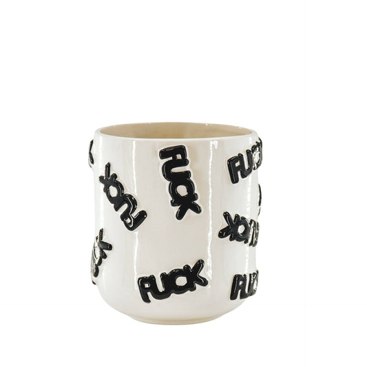 Pot - 'SHIT' - Ceramic - White/Black - 17.5x17.5x17.5cm