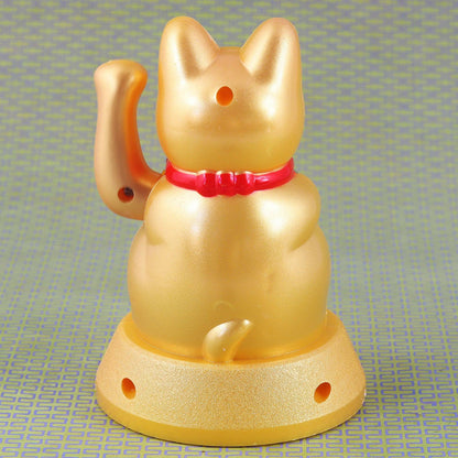 Chat chanceux solaire doré 12cm