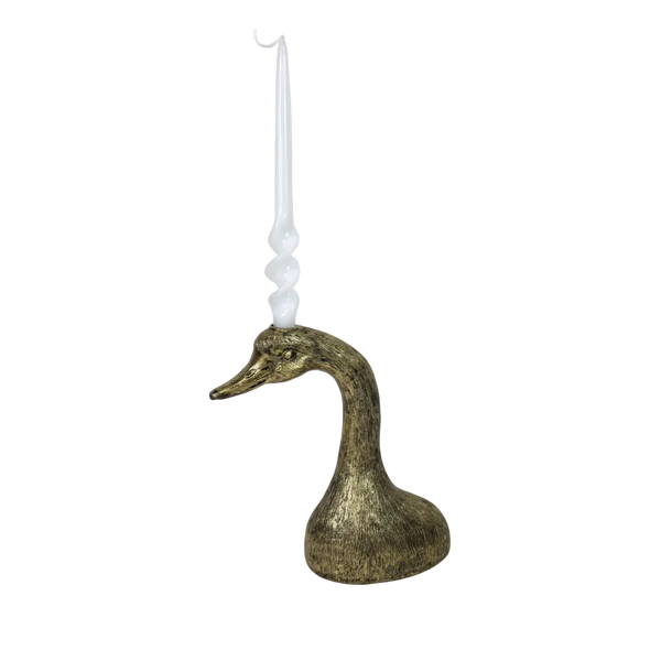 Bougeoir Tête de Canard doré antique