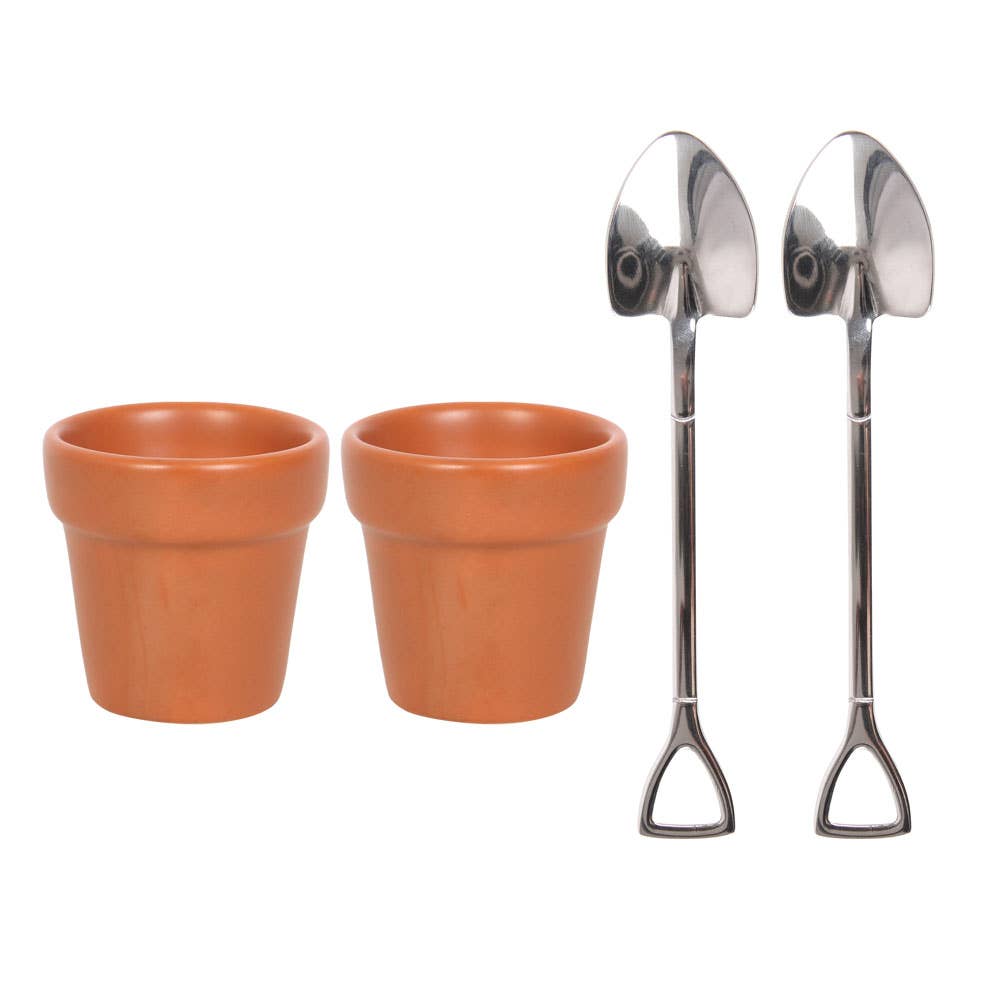 Coquetiers Pots de fleurs avec cuillères