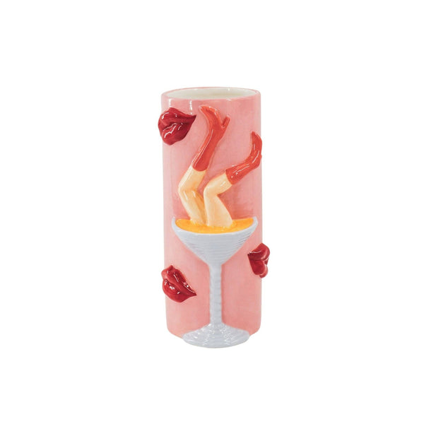 Vase à fleurs - Vase Pornstar Martini - Céramique - Rose/Rouge - 14x12,5x28 cm