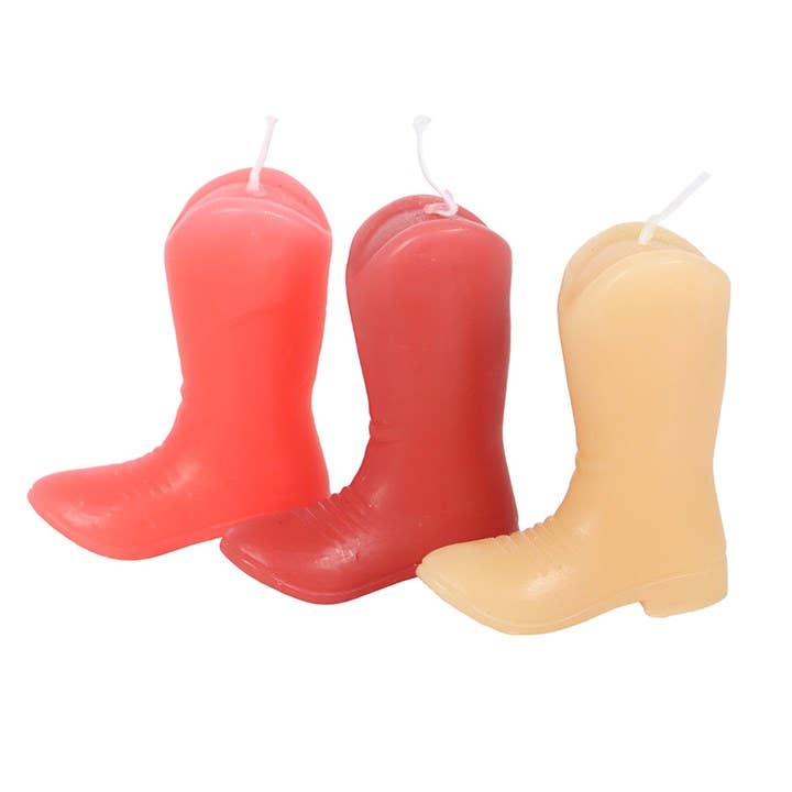 Set of 3 cowboy boot candles