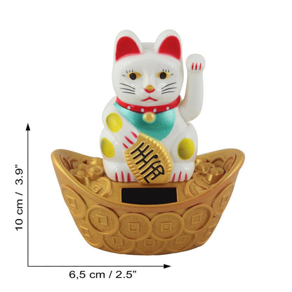 Chat chanceux solaire blanc 10cm