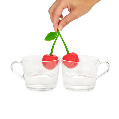 Infusore per tè in silicone rosso ciliegia doppio