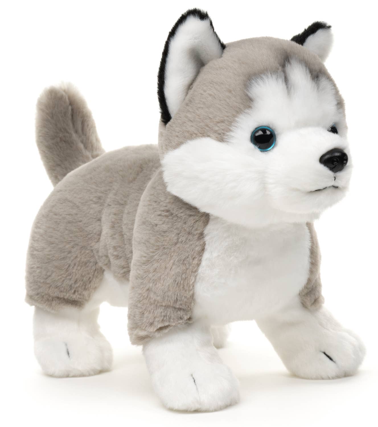 Grijze husky pluche knuffel, staand