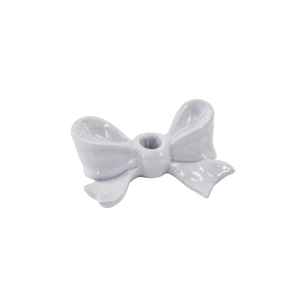 Bougeoir - Nœud - Céramique - Lilas - 18x9x7 cm
