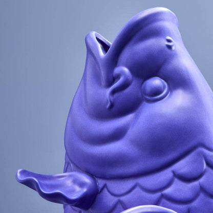 Blubb sculptuur/vaas, matblauw steengoed, 35 x 30 x 44 cm