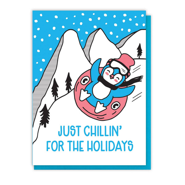 Biglietto d'auguri con pinguino "Just Chillin' for the Holidays"