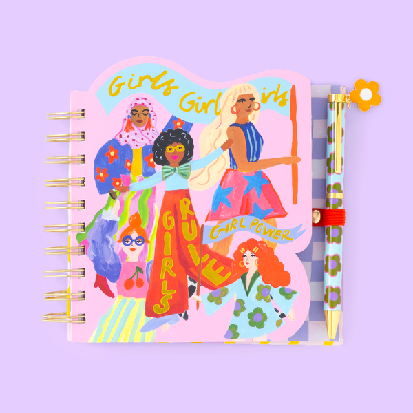 Quaderno a forma di righello per ragazze e penna
