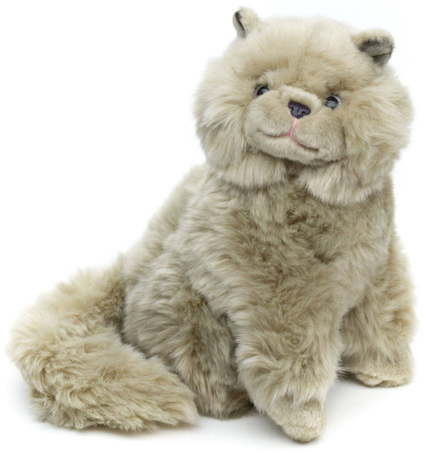 Chat persan gris, assis, 25 cm (hauteur), peluche Uni Toys