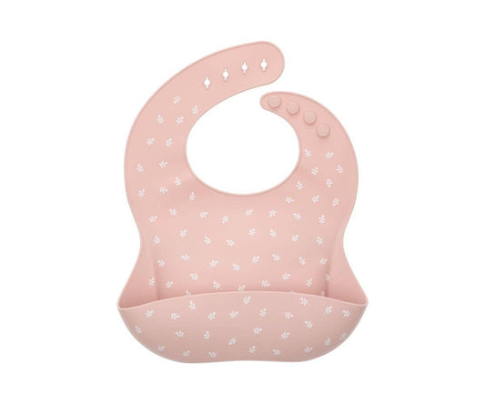 Bavoir en silicone Feuilles Rose