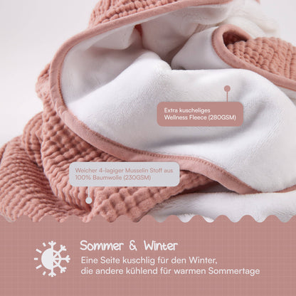 Babydecke Musselin Fleecedecke flauschig weich - rosa
