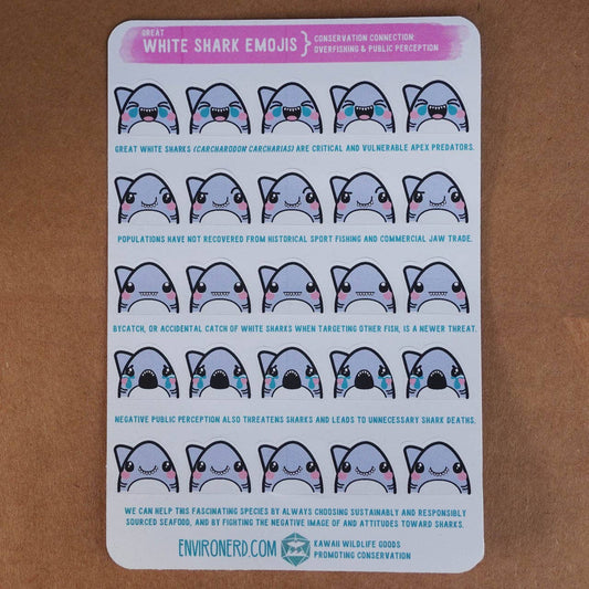 Foglio di adesivi emoji squalo
