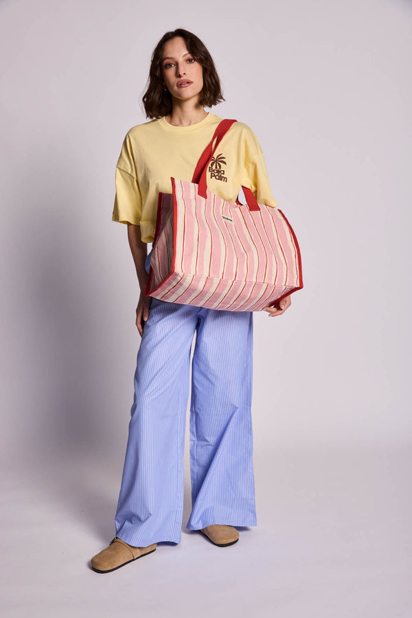 Sac cabas Claude Rayures rouge et rose