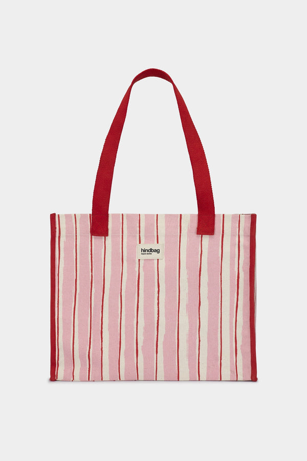 Sac cabas Claude Rayures rouge et rose