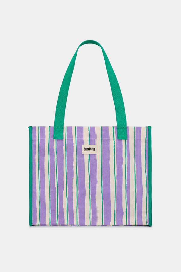 Sac cabas Claude Rayures Vert et Parme