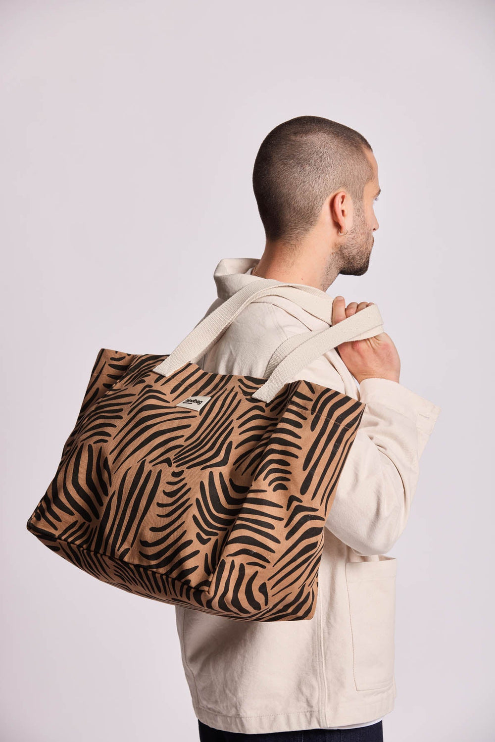 Sac cabas Claude Zèbre cannelle