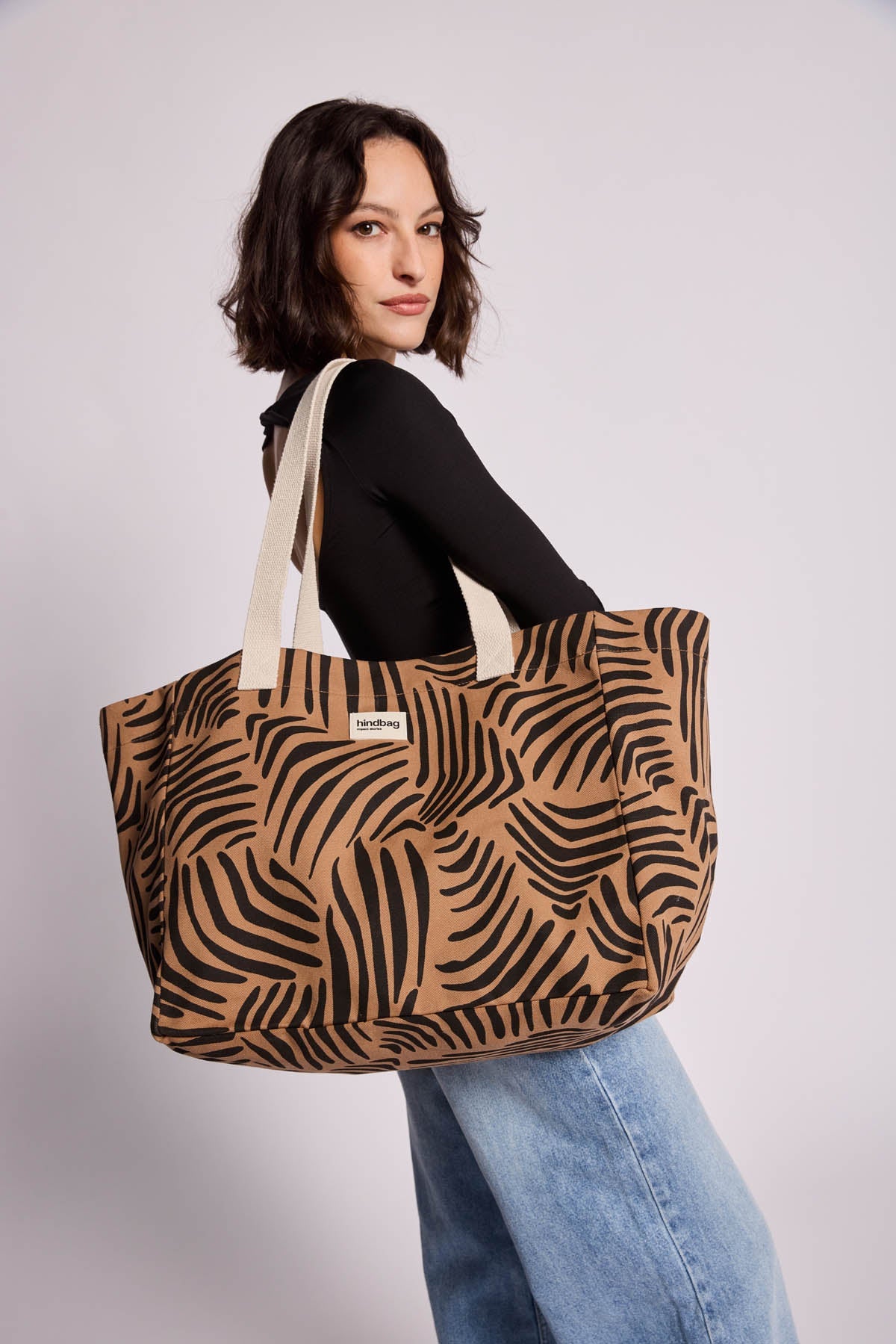 Sac cabas Claude Zèbre cannelle