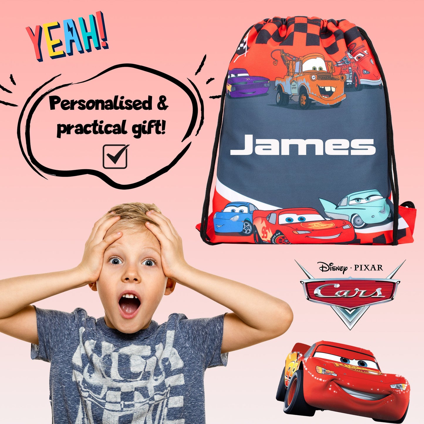 Official Disney/Pixar Disney Cars Sac à cordon | enfant PE Sac