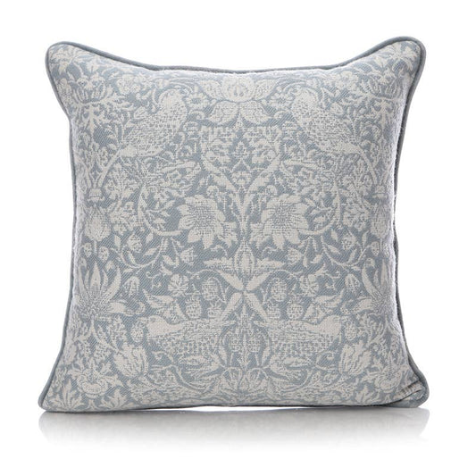 William Morris Strawberry Thief hellblaues Kissen