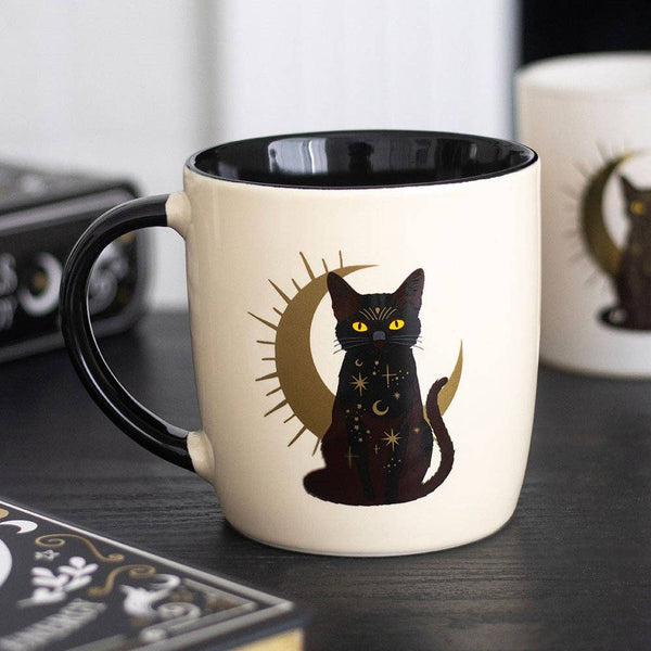 Mug chat noir magique assis