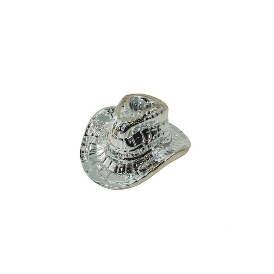 Bougeoir - Chapeau de Cowboy - Céramique - Argent - 13,5x11x7 cm