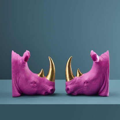 S/2 Serre-livres Rhinocéros, Magenta, 39,5 x 14,2 x 20,5 cm