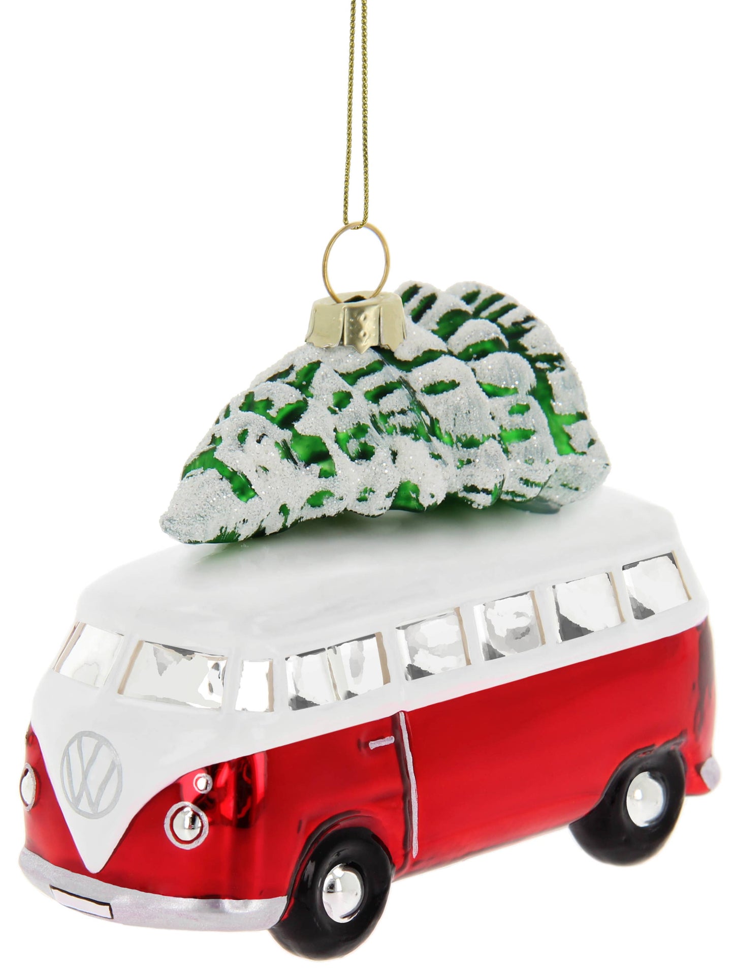Décoration de Noël VW T1 Bus Rouge & Blanc avec Sapin