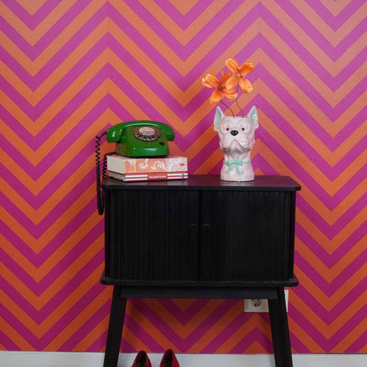Jarrón - Jarrón con forma de perro - Rosa/Menta - 13,5 x 14,5 x 23 cm