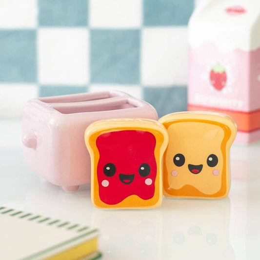 Sel et poivre Toasts kawaii avec support grille-pain