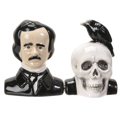 Edgar Allan Poe keramische zout- en peperstrooier set