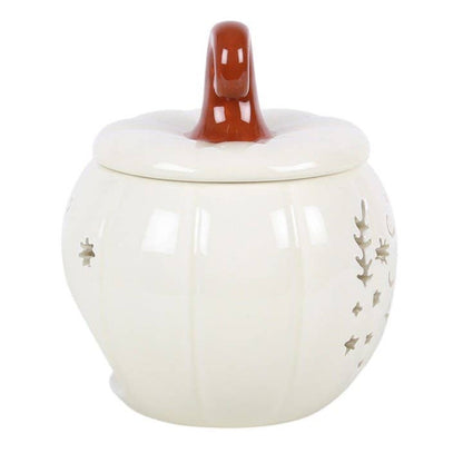 Brûle‑parfum et chauffe‑cire Halloween citrouille folk crème