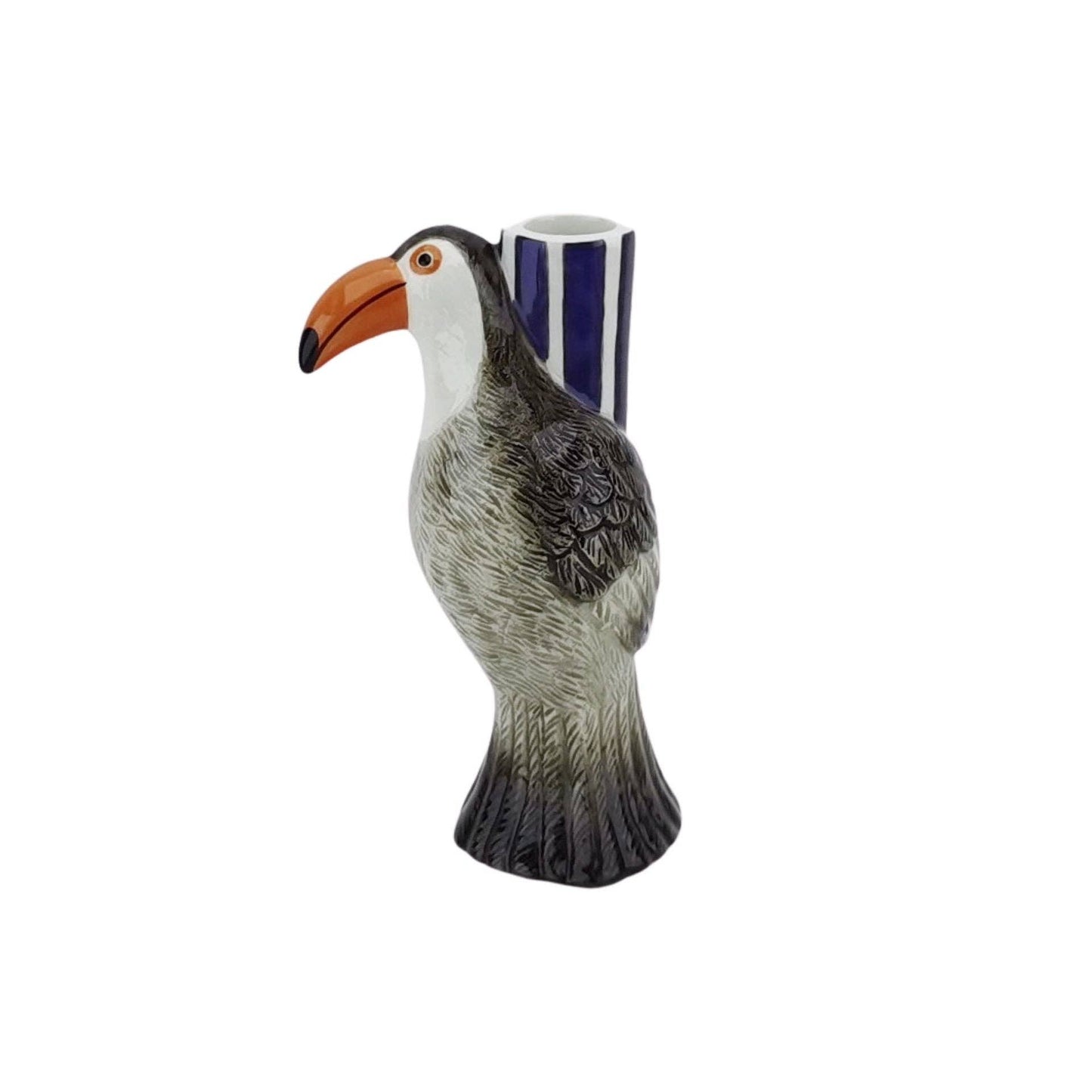 Candlestick - Toucan - Purple/Grey/Orange - 8.5x7x16cm