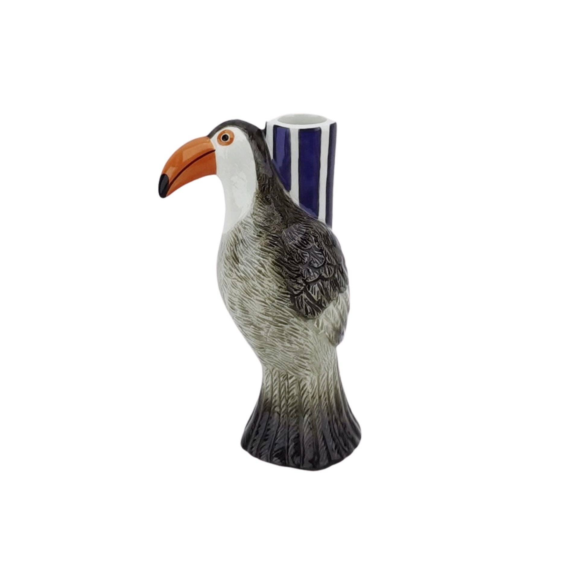 Candlestick - Toucan - Purple/Grey/Orange - 8.5x7x16cm