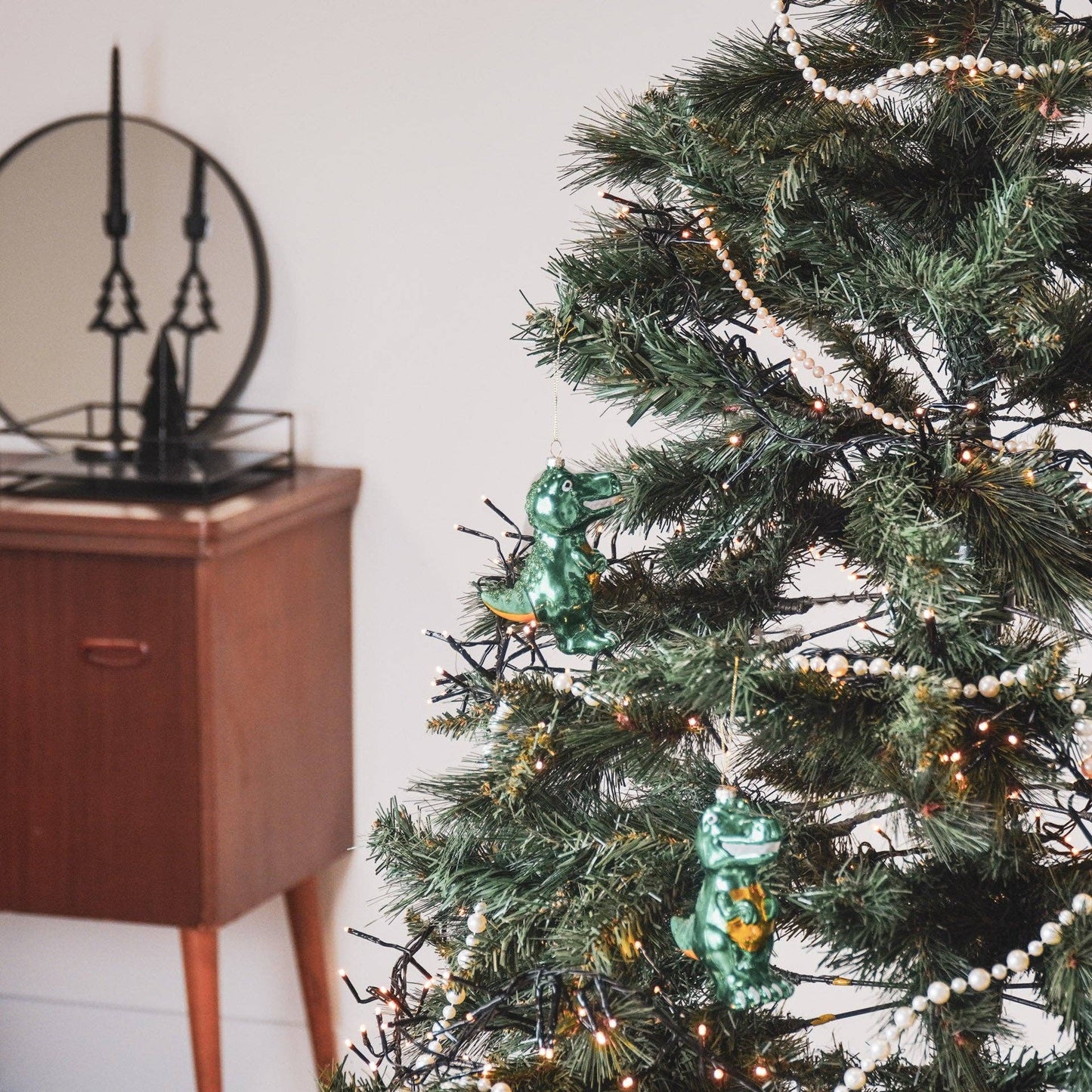 Adorno navideño de dinosaurio T-Rex