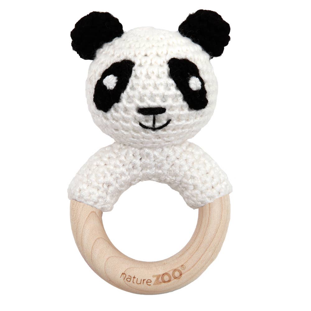 Sonajero de madera con forma de anillo - Panda