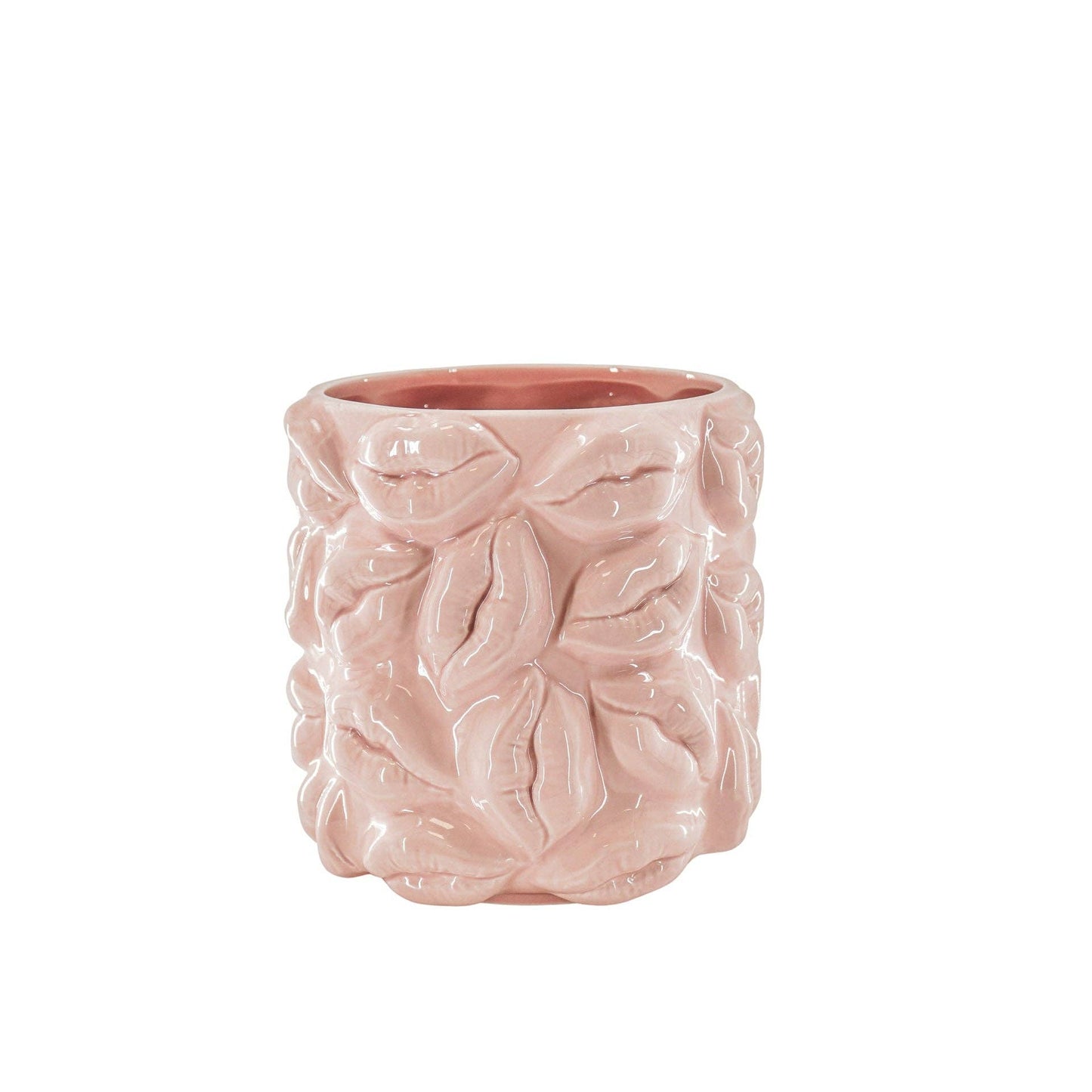 Maceta - Besos - Cerámica - Rosa claro - 17,5 x 17,5 x 17,5 cm