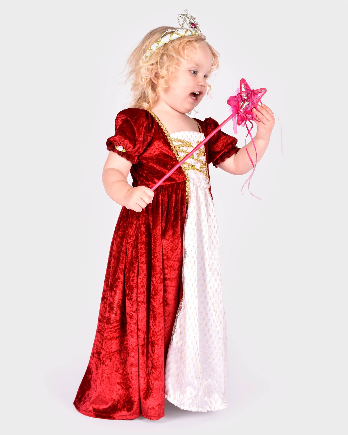 Robe de princesse en velours rouge taille 110-116 cm 4-6 ans