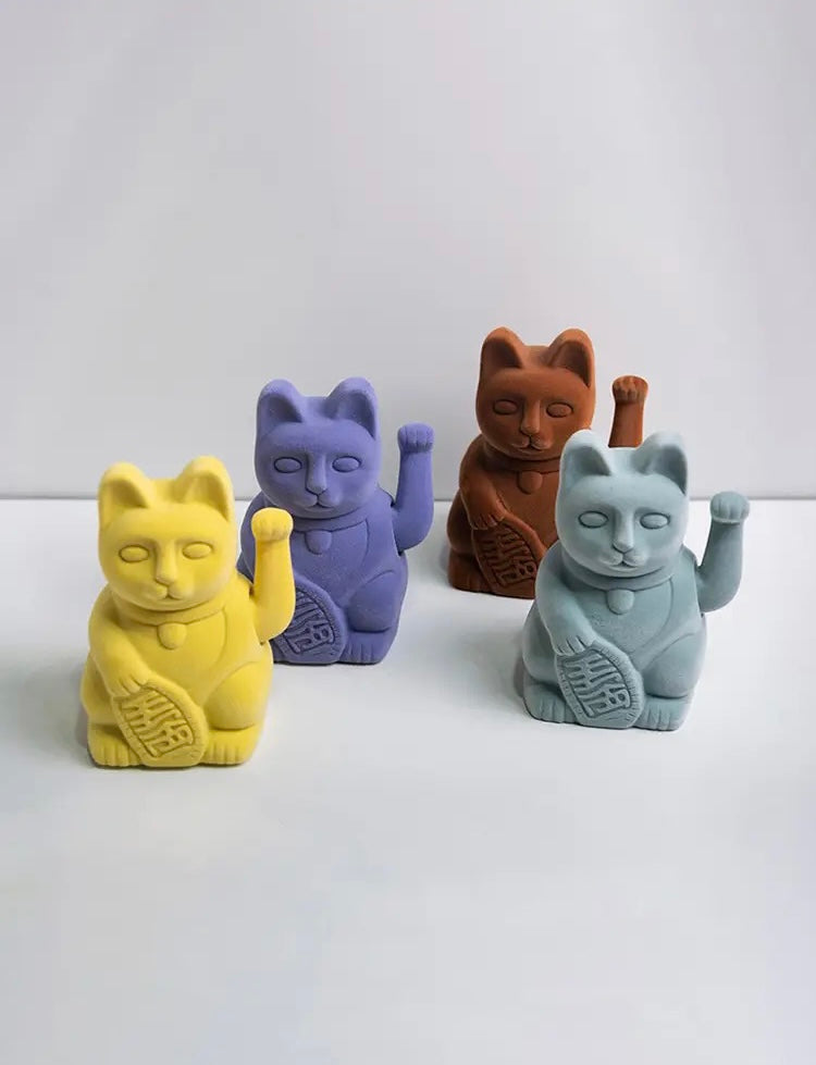 Chat Chanceux Velours Violet
