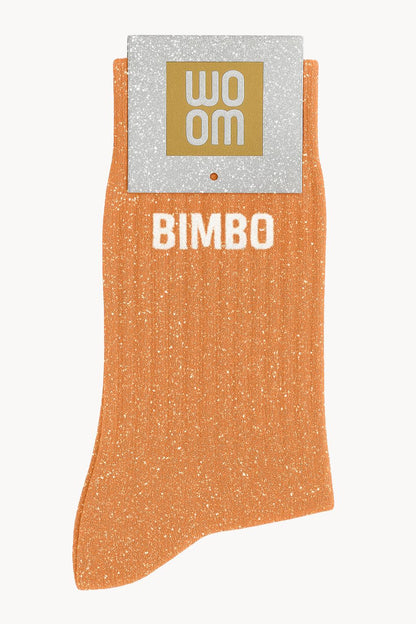 Chaussettes à Paillettes à Message "Bimbo"- Orange
