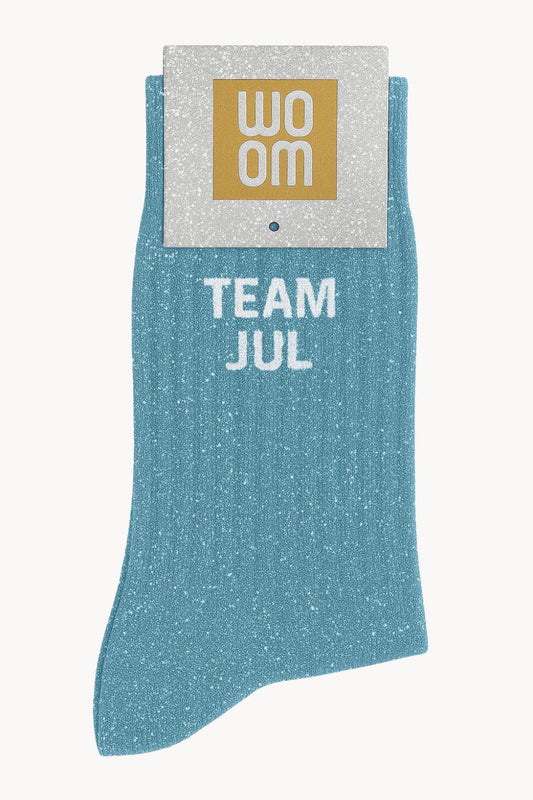 Chaussettes à Paillettes à Message "Team Jul " - Turquoise