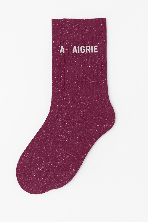 Chaussettes à Paillettes à Message "Aigrie" Violet