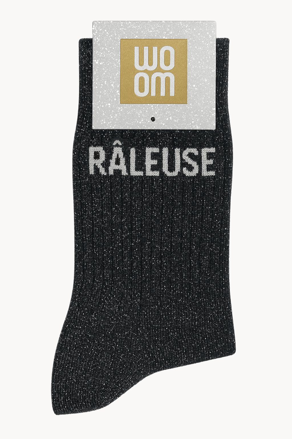 Chaussettes à Paillettes à Message "Râleuse" - Noir