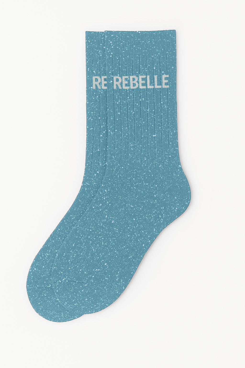 Chaussettes à Paillettes à  Message "Rebelle" - Bleu Turquoise