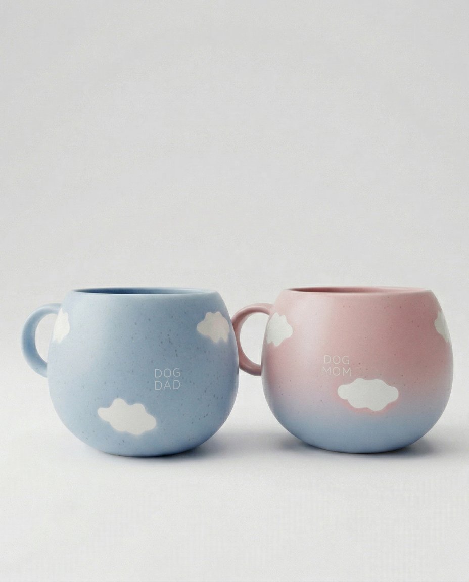 Cloud Mix Sunset Collection Mug 500ml Dog Mom & Dad 2 Pieces Set