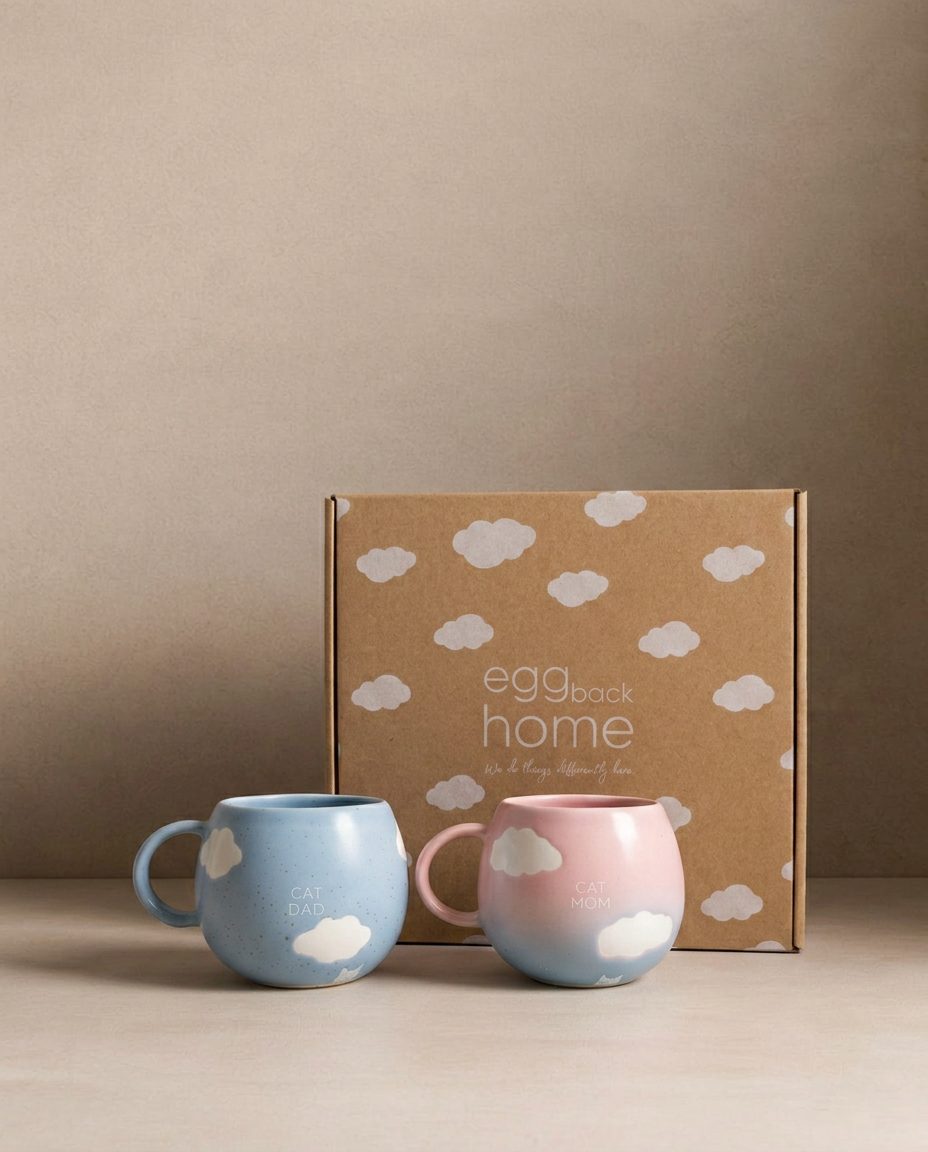 Cloud Mix Sunset Collection Mug 250ml Cat Mom & Dad 2 Pieces Set
