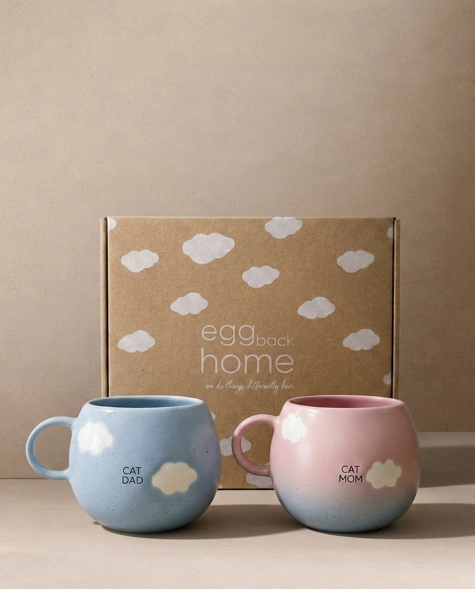 Cloud Mix Sunset Collection Mug 500ml Cat Mom & Dad 2 Pieces Set