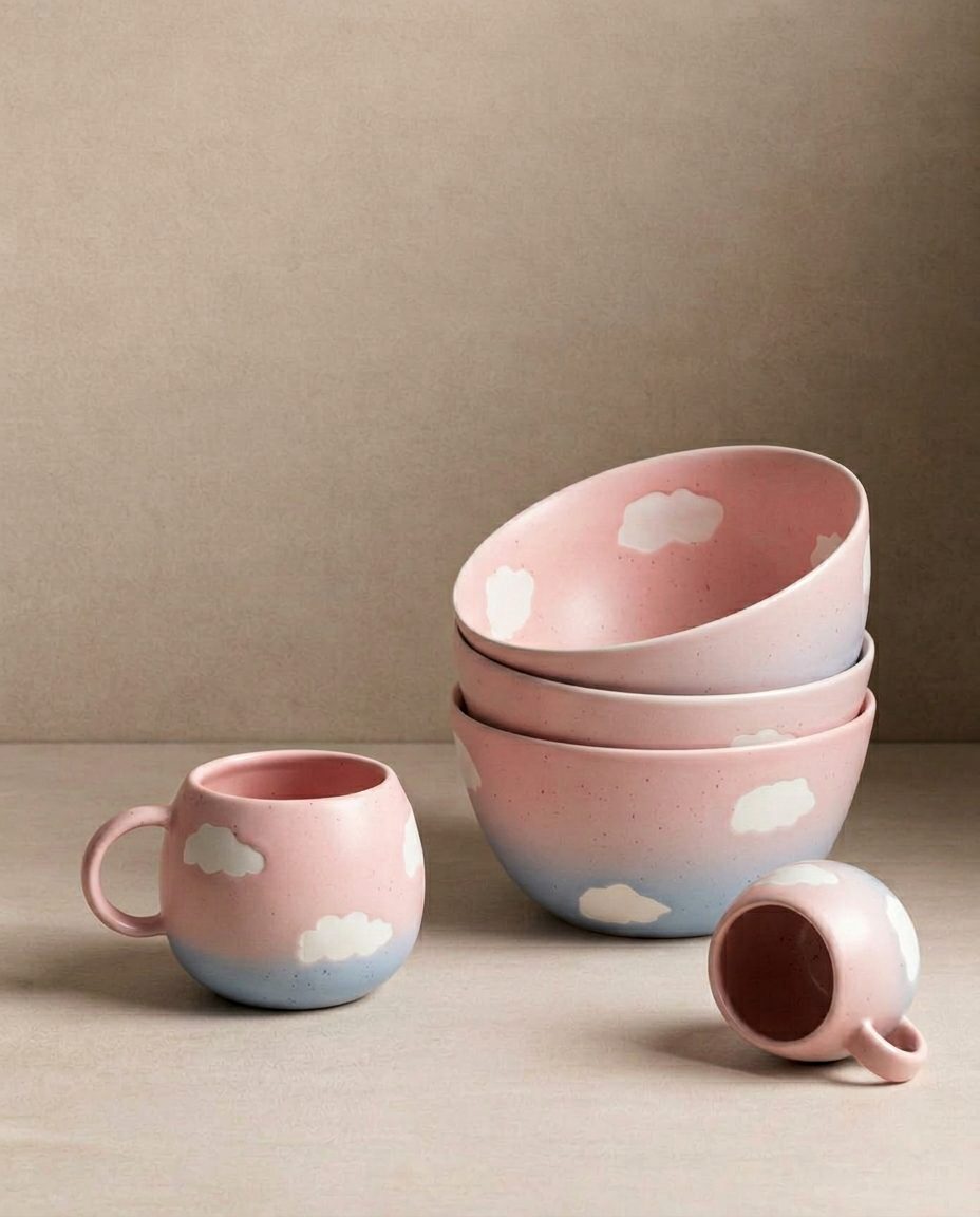 Cloud Sunset Set 2 Espresso Mug + 2 Mini Tray