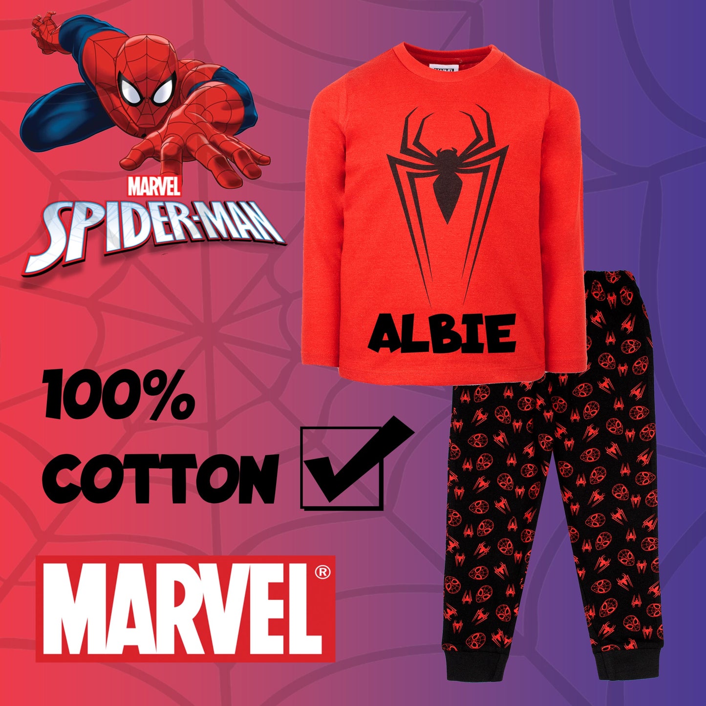 Personalized Spider-Man Pajama Set - Red